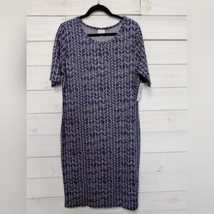 LuLaRoe Julia Dress in Jacquard Blue and White